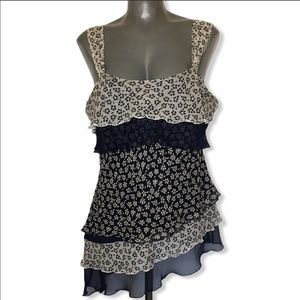 Avenue 100% Silk Flowy Tank Tiered Top Size 14/16
